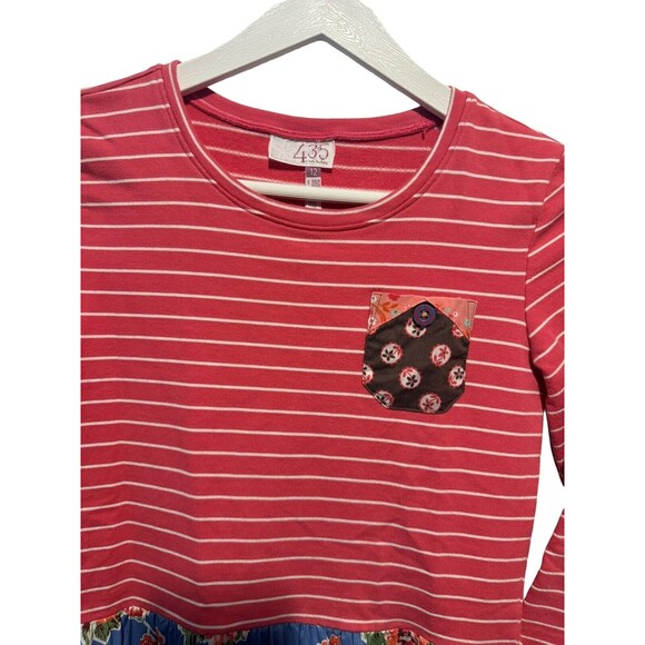 435 Matilda Jane Friends Forever Abigail Dress Size 12 Long Sleeve Floral Stripe - Picture 5 of 9